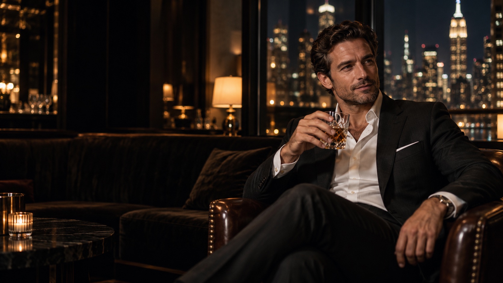 City lights and a refined lounge
